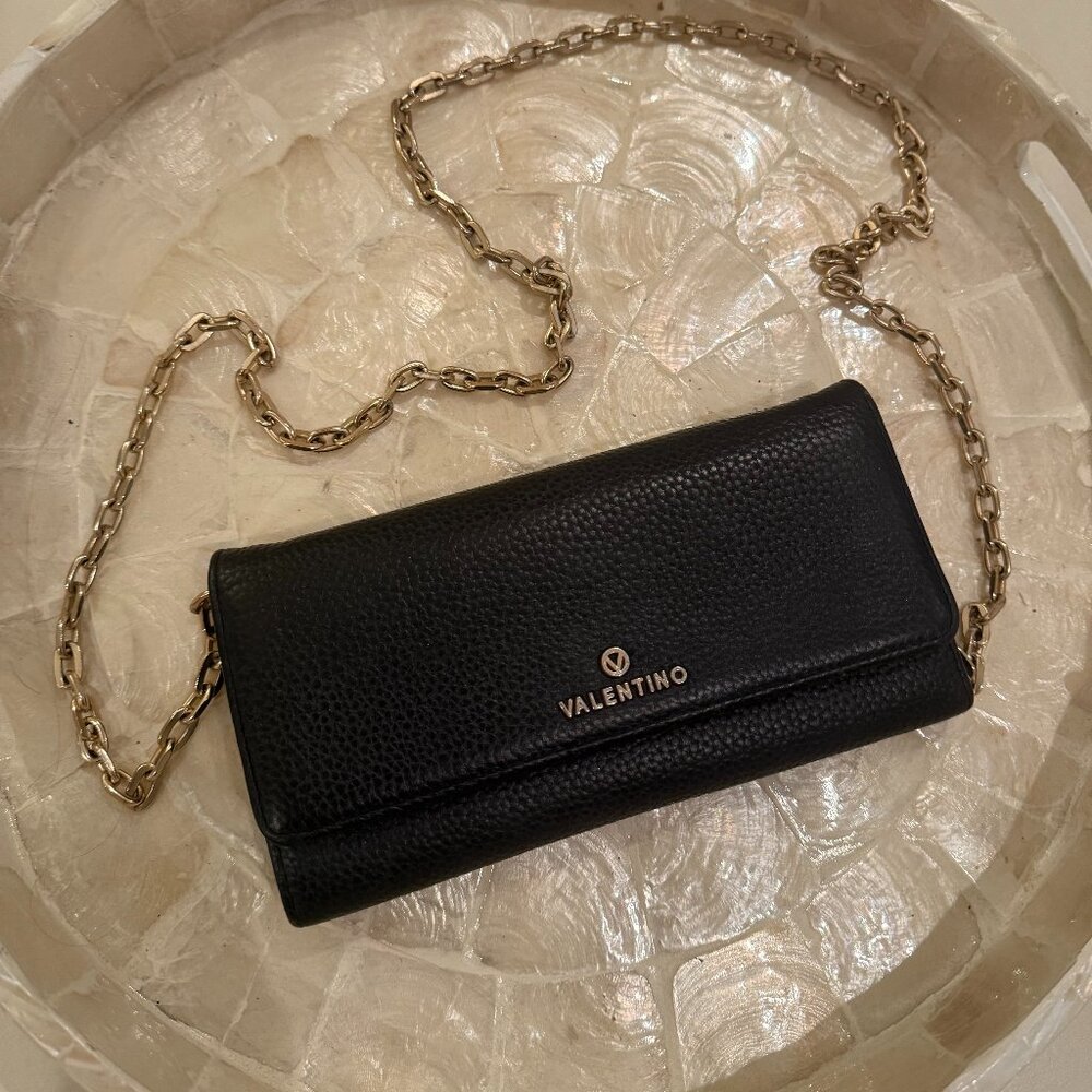 Mario Valentino Juniper Black Leather Clutch